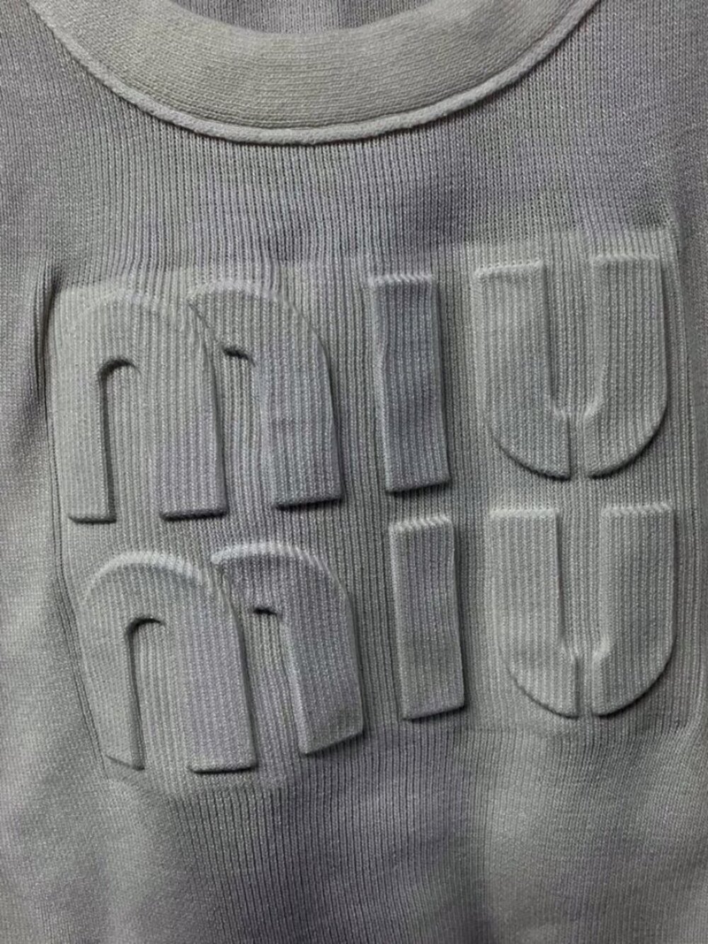 Miu Miu Off‑White Embossed Logo Knit Crop Tank Top - Picture 3 of 6
